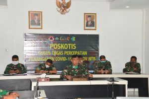 Terus Antisipasi Penyebaran Covid-19, Danrem 162 /WB Gelar Video Conference Dengan Dandim Jajarannya