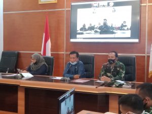 Melalui Vicon Dandim Sumbawa Barat Paparkan Kesiapan TMMD ke 108 Kepada Danrem 162/WB.
