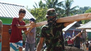 Dihari Ketiga  Semangat Kebersamaan Masyarakat dan Satgas TMMD Ke – 108 Kodim 1628/SB, Progres Sasaran Fisik Terus Meningkat.
