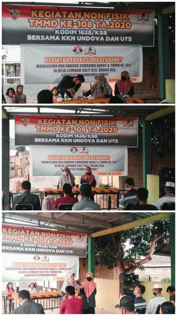 Cegah Corona, Mahasiswa Cordova Ajarkan Warga cara Buat Hand Sanitizer di TMMD 108 Sumbawa Barat