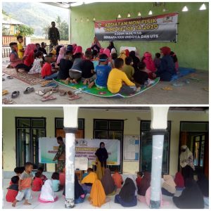 TMMD 108 Sumbawa Barat, TNI dan Mahasiswa Ajari Anak-anak Bahasa Inggri dan Bahasa Arab