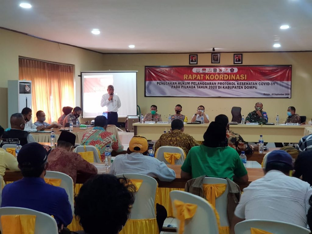 Jelang Pilkada, Sejumlah Unsur di Dompu Rakor Penegakan Pelanggaran Protokol Covid-19