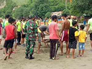 Sambut Hari Juang Kartika, HUT Infanteri dan Tahun Baru 2021 Kodim 1628/SB Karya Bakti Pembersihan Pantai Balad