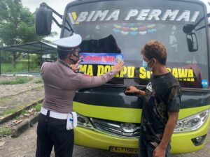 Satlantas Polres Sumbawa Semakin Gencar Himbau Protokol Kesehatan & Tertib Berlalu lintas