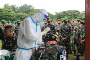 Pastikan Terbebas Covid-19, Satgas Pamtas RI-RDTL Yonif 742 Jalani Rafid Tes Antigen