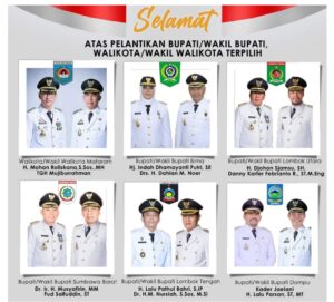 6 Pasangan Bupati/Wali Kota Terpilih di NTB Resmi Dilantik, Gubernur NTB : Era Digitalisasi Jadi Tantangan