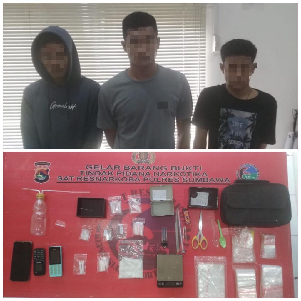 Polisi Bekuk 3 Terduga Pelaku Narkoba di Plampang, Puluhan Poket Sabu Ditemuka Dalam Kamar