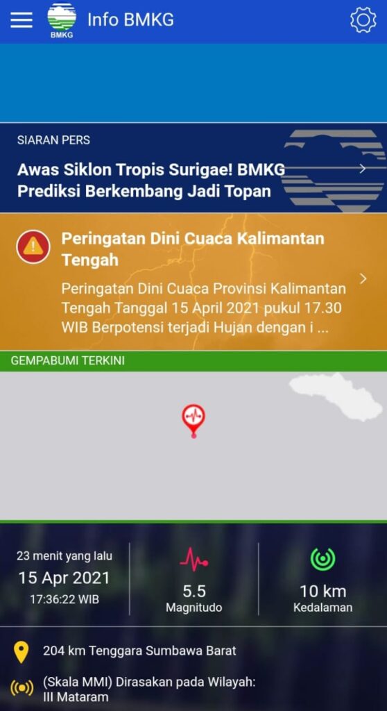 Dua Hari Berturut-turut Gempa Mengguncang Sumbawa Barat