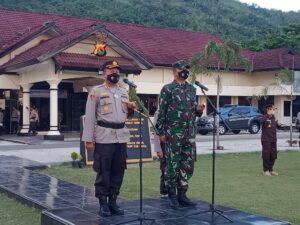 Dandim 1628/SB Dan Kapolres KSB Pimpin Apel Gelar Pasukan Pengamanan Malam Takbiran Dan Hari Raya Idul Fitri 1442 H/2021 M