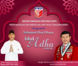 DPP Partai Keadilan dan Persatuan Provinsi NTB Mengucapkan Selamat Hari Raya Idul Adha 1442 Hijriah