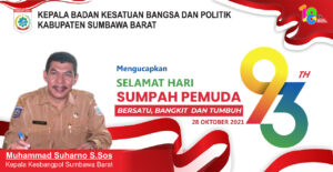Kepala Badan Kesbangpol Kabupaten Sumbawa Barat (KSB) Beserta Staf Mengucapkan Selamat Hari Sumpah Pemuda tahun 2021