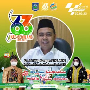 Kadis Pendidikan dan Kebudayaan Provinsi NTB Mengucapkan Dirgahayu ke-63 Provinsi NTB