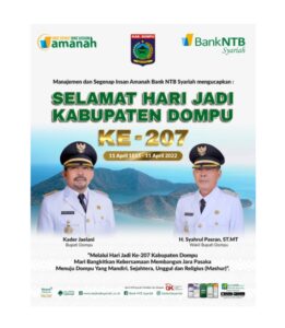 Manajemen Bank NTB Syariah Mengucapkan Selamat Hari Jadi Ke-207 Kabupaten Dompu