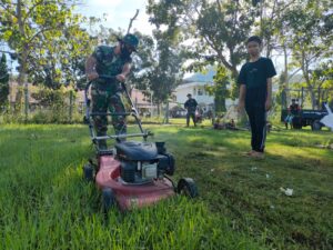 Hadapi Liga Santri PSSI Piala Kasad, Kodim 1628/SB Gotong Royong Bersihkan Stadion Gibraltar