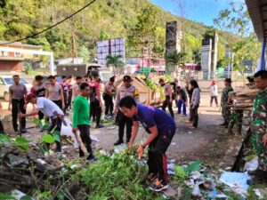 Sambut HUT Ke 77 TNI Koramil Jajaran Kodim 1628/Sumbawa Barat Gelar karya Bakti Serentak
