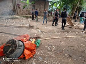 Kapolsek Monta Pimpin Tim Gabungan Gerebek judi Sabung ayam dan Bakar Gelanggang
