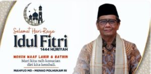 Mahfud MD Mengucapkan Selamat Hari Raya Idul Fitri 1444 Hijriah, Banyak Retweet Dari Netizen