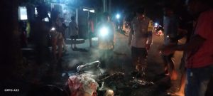Motor CBR Tiba-tiba Terbakar di Lintasan Desa Bara Woja, Personil Polsek Gerak Cepat ke TKP