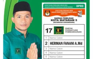 Herman Fanani, Caleg DPRD Kota Mataram Dari PPP Raih Suara Tertinggi Melebihi Incumbent