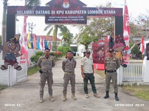 Pol PP Lombok Utara Bersinergi Dengan Kepolisian Untuk Pengamanan Pendaftaran Pasangan Calon