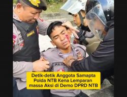 Detik-detik Anggota Polda NTB Terluka Dalam Aksi Massa di DPRD