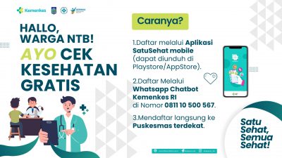 Warga NTB, Ingin Cek Kesehatan Lengkap dan Gratis? Ayok Daftar Segera