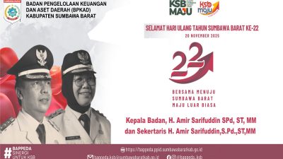 Kepala BPKAD Mengucapkan Selamat Hari Ulang Tahun Ke-22 Kabupaten Sumbawa Barat