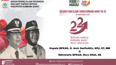 Kepala BPKAD Mengucapkan Selamat Hari Ulang Tahun Ke-22 Kabupaten Sumbawa Barat