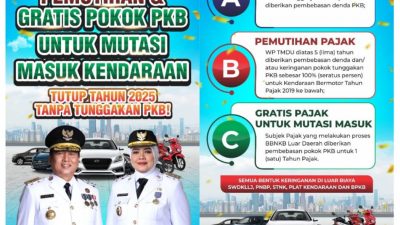 Yuk! Tutup Tahun 2025 Tanpa Tunggakan PKB: Pemprov NTB Berikan Bebas Denda, Pemutihan dan Gratis Pokok PKB