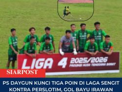 ‎PS Daygun Kunci Tiga Poin di Laga Sengit Kontra Perslotim, Gol Bayu Irawan Jadi Penentu