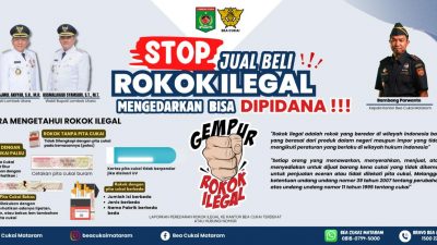 Kantor Bea Cukai Mataram Ajak Lawan dan Stop Jual Beli Rokok Ilegal
