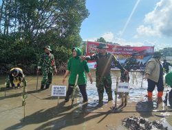 HUT Kodam IX Udayana, 9 Ribu Mangrove Ditanam di Pesisir Empang, Kodim 1607/Sumbawa Ajak Masyarakat Jaga Ekosistem Laut